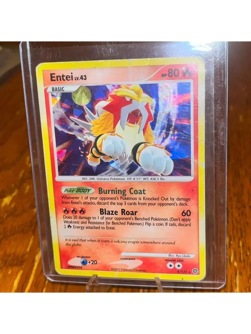 Authentic Pokemon Entei Lv.43 4/132 - Secret Wonders Holo Rare 2007 - 80 HP